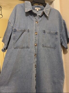 Wishlist Men’s Light Blue Denim Button-Up Shirt Dress